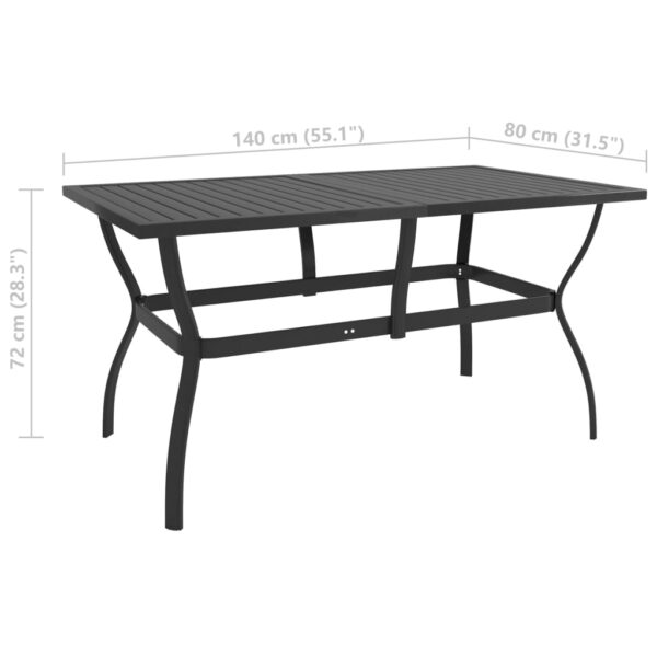 vidaXL Patio Table Anthracite 55.1"x31.5"x28.3" Steel - Image 6