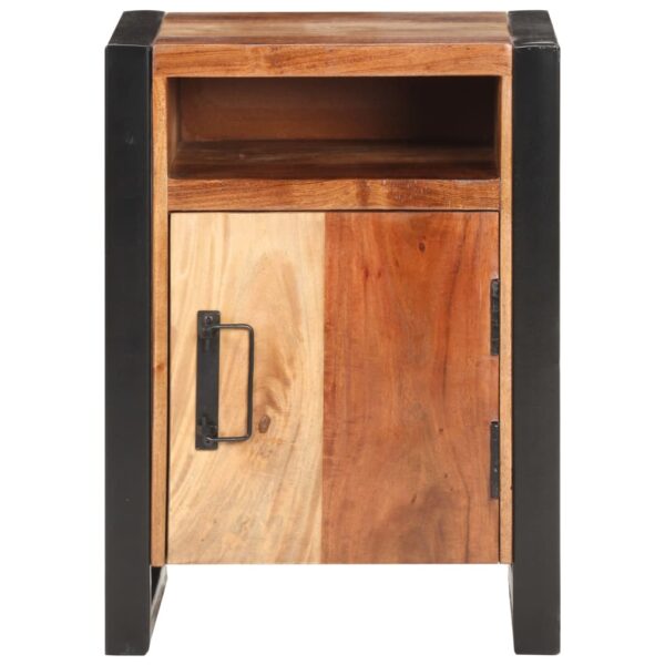 vidaXL Bedside Cabinet 15.7"x13.8"x21.7" Solid Acacia Wood in Sheesham Finish - Image 2