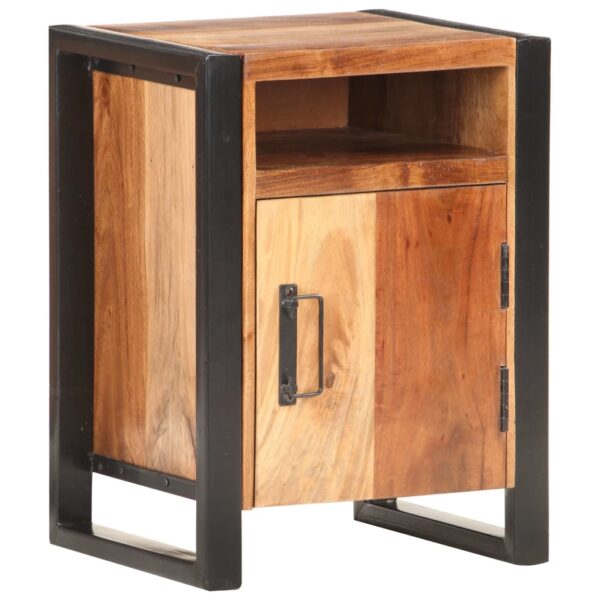 vidaXL Bedside Cabinet 15.7"x13.8"x21.7" Solid Acacia Wood in Sheesham Finish - Image 6