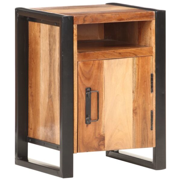 vidaXL Bedside Cabinet 15.7"x13.8"x21.7" Solid Acacia Wood in Sheesham Finish - Image 7