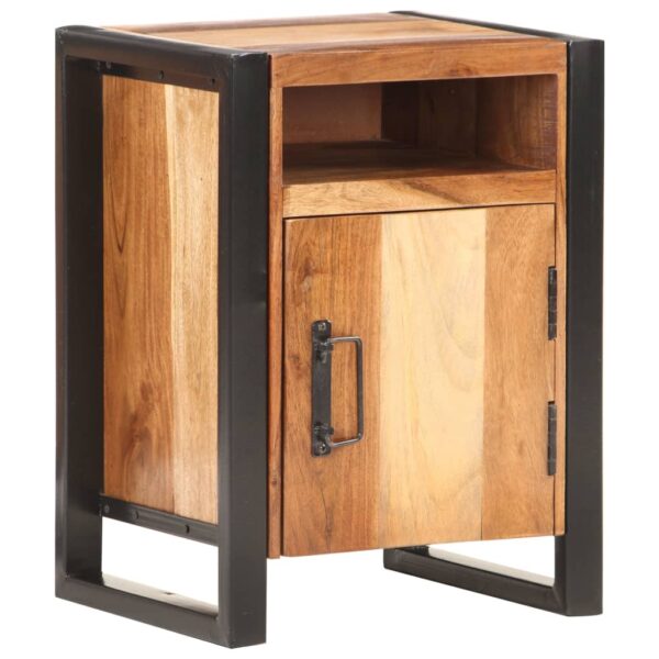 vidaXL Bedside Cabinet 15.7"x13.8"x21.7" Solid Acacia Wood in Sheesham Finish - Image 8