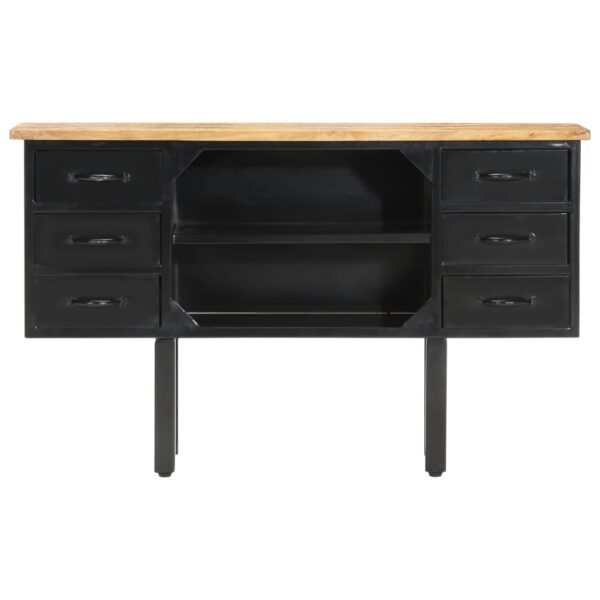 vidaXL Sideboard 43.3"x11.8"x25.6" Solid Rough Mango Wood and Steel - Image 2