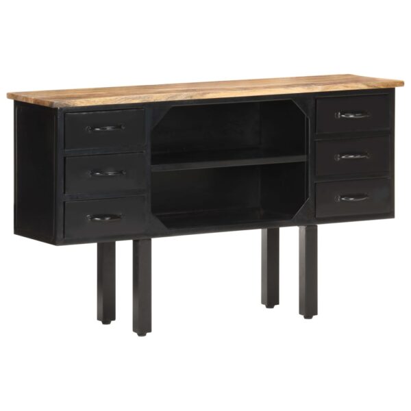 vidaXL Sideboard 43.3"x11.8"x25.6" Solid Rough Mango Wood and Steel - Image 7