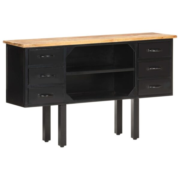 vidaXL Sideboard 43.3"x11.8"x25.6" Solid Rough Mango Wood and Steel - Image 8