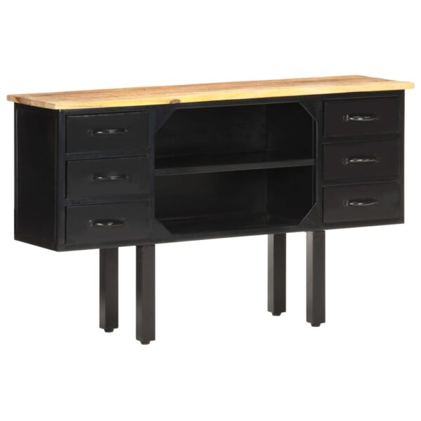 vidaXL Sideboard 43.3"x11.8"x25.6" Solid Rough Mango Wood and Steel - Image 9