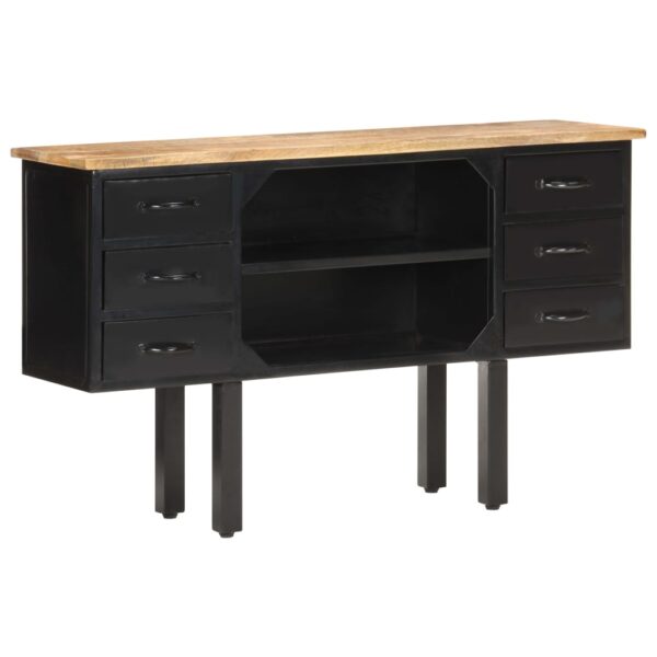 vidaXL Sideboard 43.3"x11.8"x25.6" Solid Rough Mango Wood and Steel - Image 10