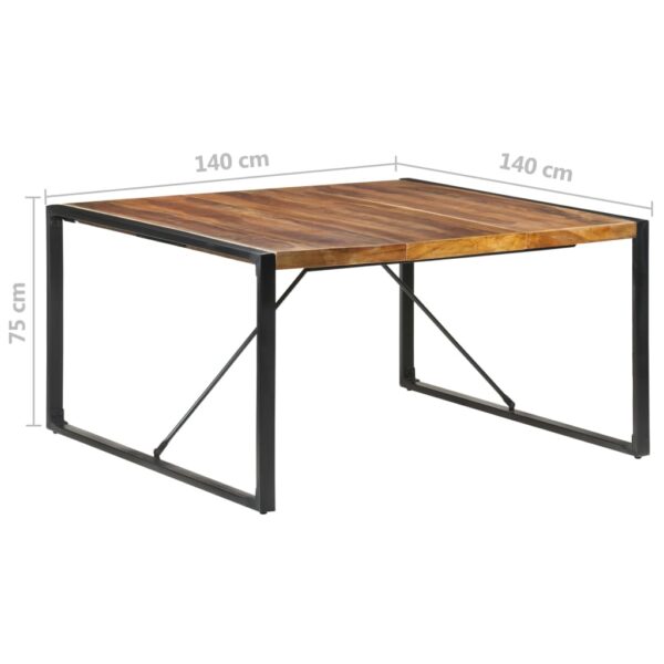 vidaXL Dining Table 55.1"x55.1"x29.5" Solid Wood with Sheesham Finish - Image 6