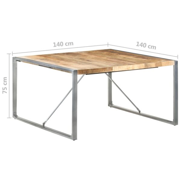 vidaXL Dining Table 55.1"x55.1"x29.5" Rough Mango Wood - Image 6