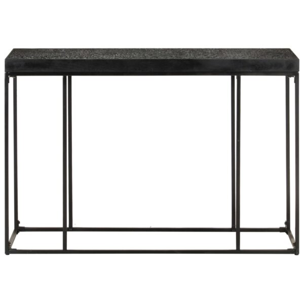 vidaXL Console Table Black 43.3"x13.8"x29.9" Solid Acacia and Mango Wood - Image 2