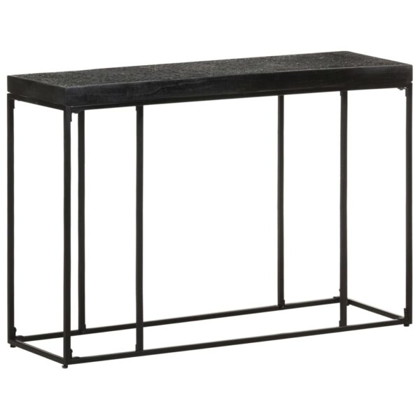 vidaXL Console Table Black 43.3"x13.8"x29.9" Solid Acacia and Mango Wood - Image 9