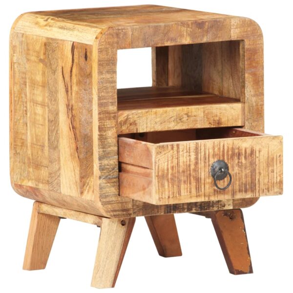 vidaXL Bedside Cabinet 11.8"x11.8"x16.1" Rough Mango Wood - Image 3