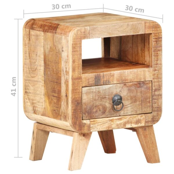 vidaXL Bedside Cabinet 11.8"x11.8"x16.1" Rough Mango Wood - Image 8