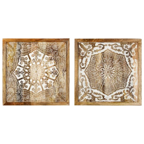 vidaXL Hand-Carved Wall Panels 2 pcs Solid Mango Wood 23.6"x23.6"x1" - Image 2