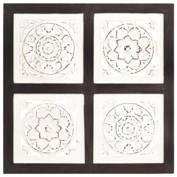 vidaXL Hand-Carved Wall Panel MDF 15.7"x15.7"x0.6" Brown and White - Image 2