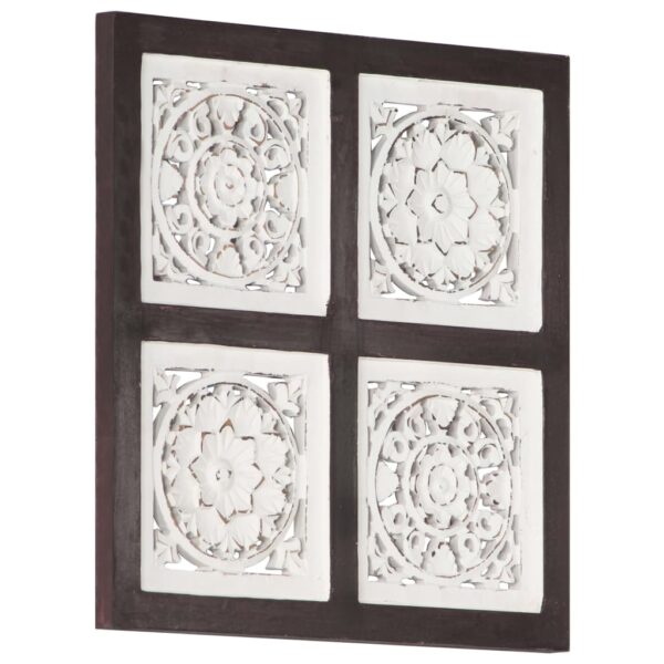 vidaXL Hand-Carved Wall Panel MDF 15.7"x15.7"x0.6" Brown and White - Image 8