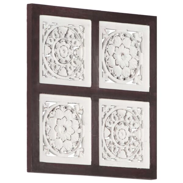 vidaXL Hand-Carved Wall Panel MDF 15.7"x15.7"x0.6" Brown and White - Image 9