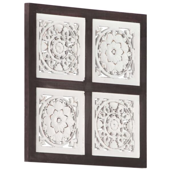 vidaXL Hand-Carved Wall Panel MDF 15.7"x15.7"x0.6" Brown and White - Image 10