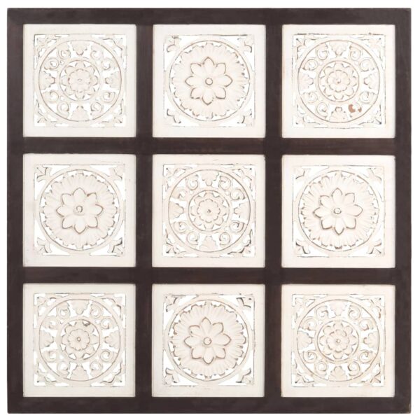 vidaXL Hand-Carved Wall Panel MDF 23.6"x23.6"x0.6" Brown and White - Image 2