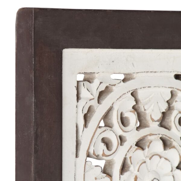 vidaXL Hand-Carved Wall Panel MDF 23.6"x23.6"x0.6" Brown and White - Image 4