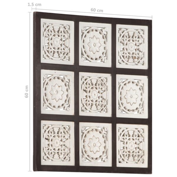 vidaXL Hand-Carved Wall Panel MDF 23.6"x23.6"x0.6" Brown and White - Image 7