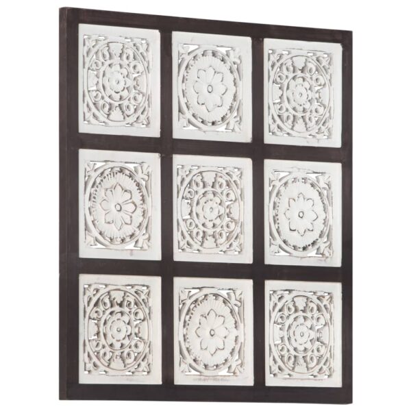 vidaXL Hand-Carved Wall Panel MDF 23.6"x23.6"x0.6" Brown and White - Image 8