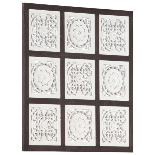 vidaXL Hand-Carved Wall Panel MDF 23.6"x23.6"x0.6" Brown and White - Image 9