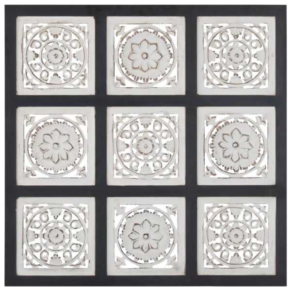 vidaXL Hand-Carved Wall Panel MDF 23.6"x23.6"x0.6" Black and White - Image 2