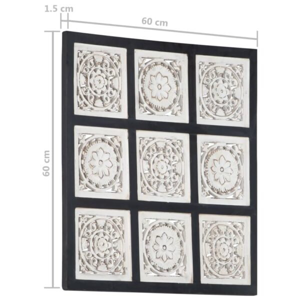 vidaXL Hand-Carved Wall Panel MDF 23.6"x23.6"x0.6" Black and White - Image 6