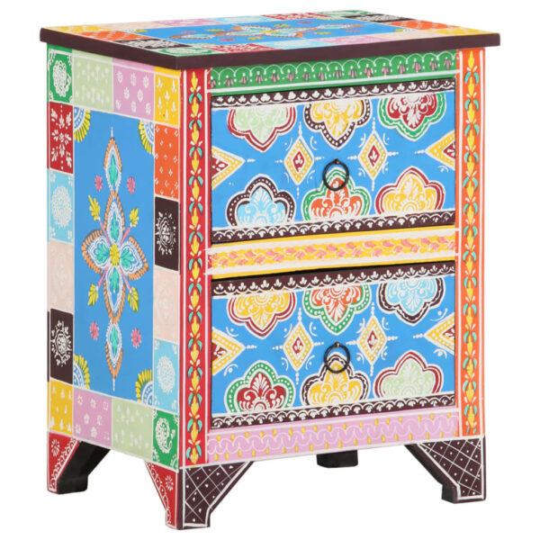 vidaXL Hand Painted Bedside Cabinet 15.7"x11.8"x19.7" Solid Mango Wood