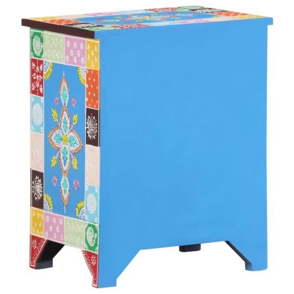 vidaXL Hand Painted Bedside Cabinet 15.7"x11.8"x19.7" Solid Mango Wood - Image 5