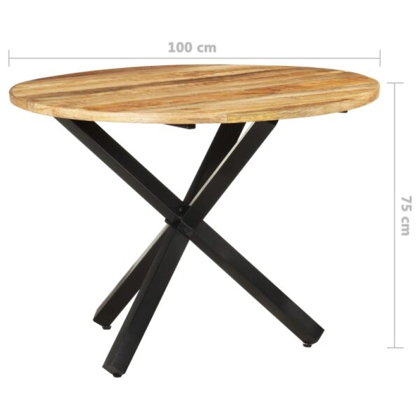 vidaXL Dining Table Round 39.4"x39.4"x29.5" Rough Mango Wood - Image 6