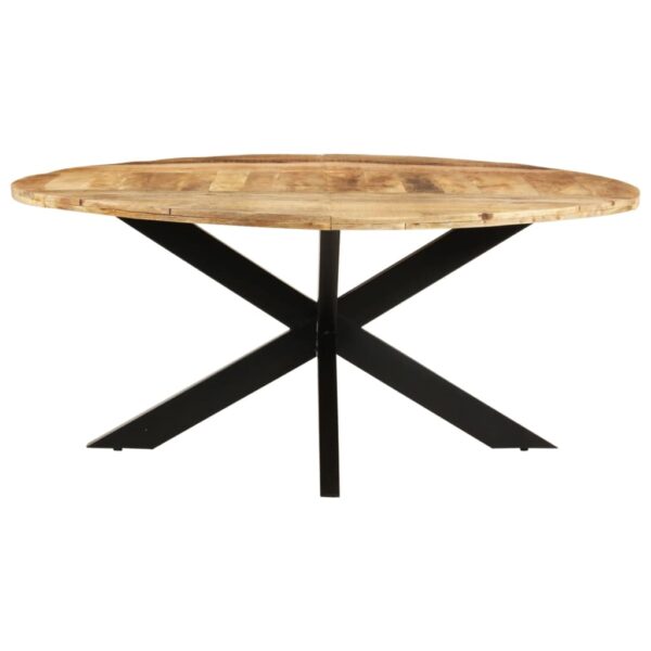 vidaXL Dining Table Round 68.9"x29.5" Rough Mango Wood - Image 2