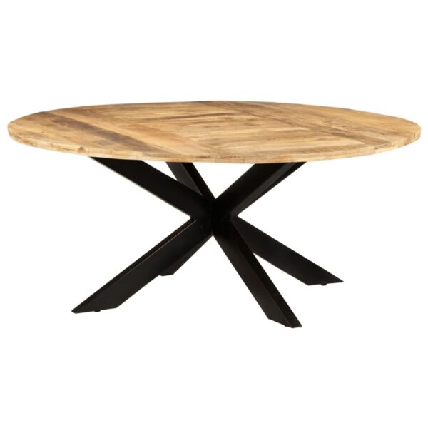 vidaXL Dining Table Round 68.9"x29.5" Rough Mango Wood - Image 11