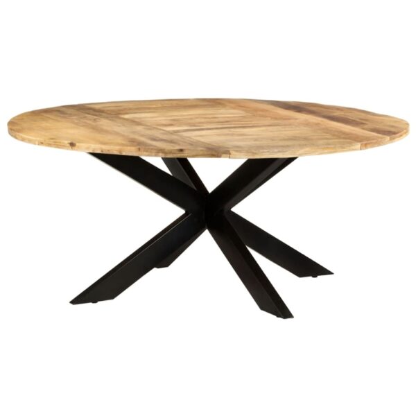 vidaXL Dining Table Round 68.9"x29.5" Rough Mango Wood - Image 12