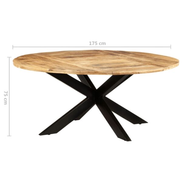 vidaXL Dining Table Round 68.9"x29.5" Rough Mango Wood - Image 8