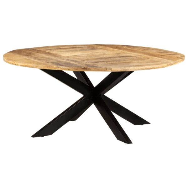 vidaXL Dining Table Round 68.9"x29.5" Rough Mango Wood - Image 9