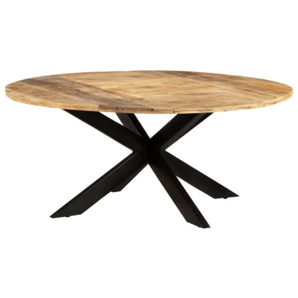 vidaXL Dining Table Round 68.9"x29.5" Rough Mango Wood - Image 10