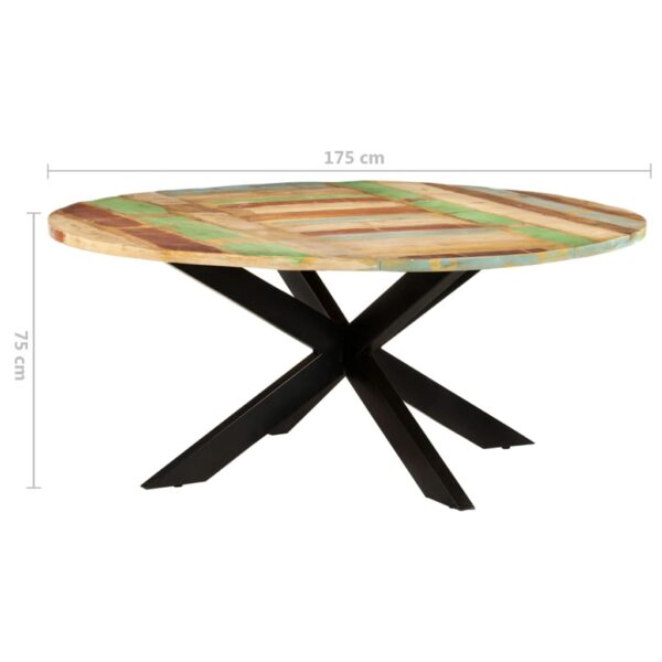 vidaXL Dining Table Round 68.9"x29.5" Solid Reclaimed Wood - Image 8