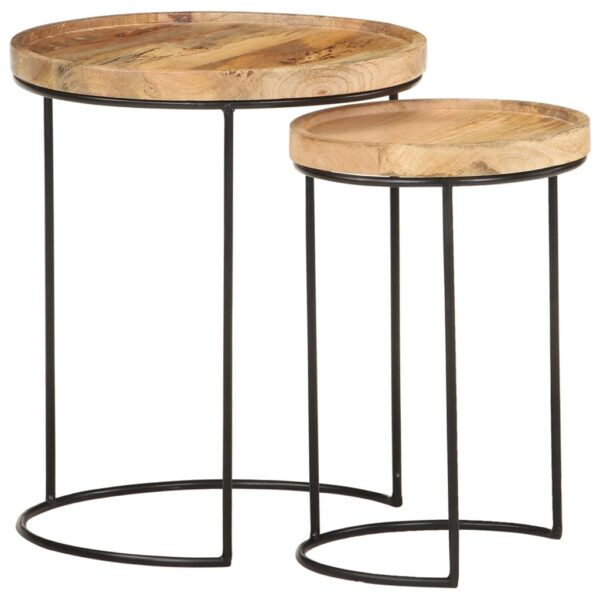 vidaXL 2 Piece Coffee Table Set Solid Mango Wood and Steel - Image 10