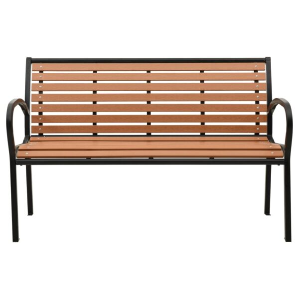 vidaXL Patio Bench 49.2" Steel and WPC Black and Brown - Image 2