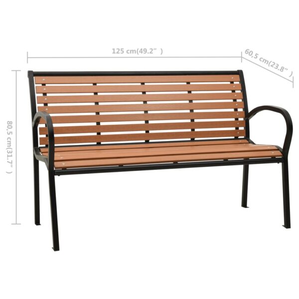 vidaXL Patio Bench 49.2" Steel and WPC Black and Brown - Image 6