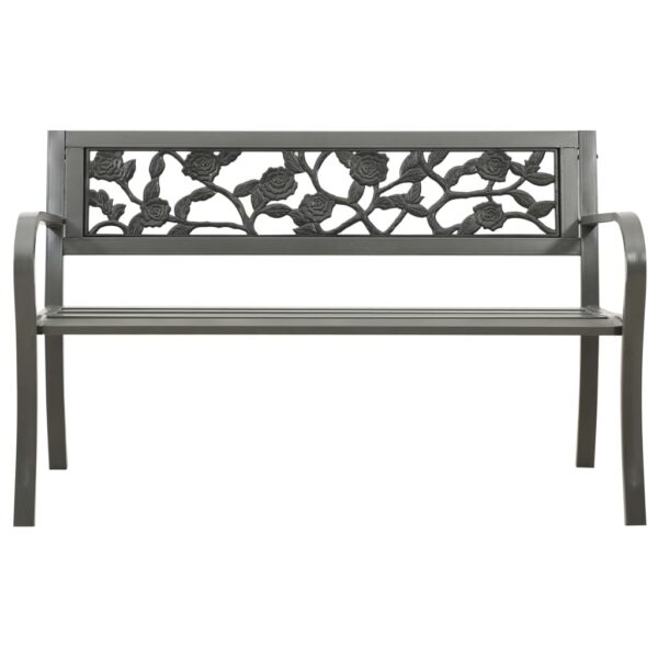 vidaXL Patio Bench 49.2" Steel Gray - Image 2