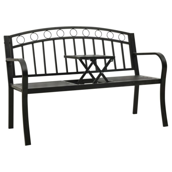 vidaXL Patio Bench with a Table 49.2" Steel Black