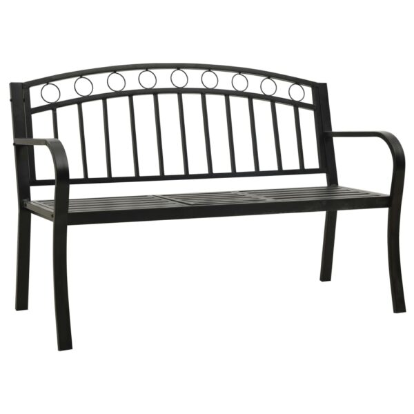 vidaXL Patio Bench with a Table 49.2" Steel Black - Image 2