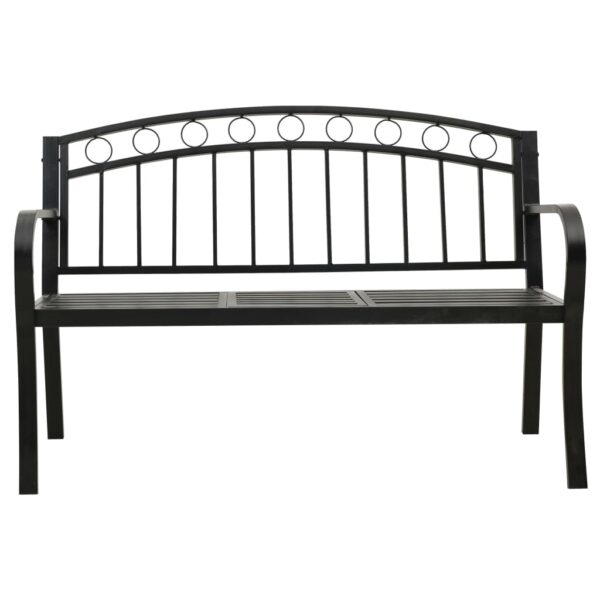 vidaXL Patio Bench with a Table 49.2" Steel Black - Image 3