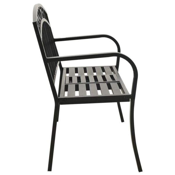 vidaXL Patio Bench with a Table 49.2" Steel Black - Image 4