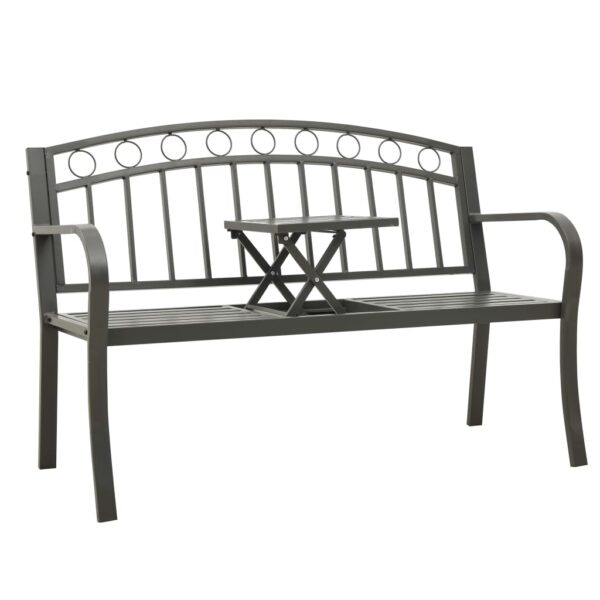 vidaXL Patio Bench with a Table 49.2" Steel Gray