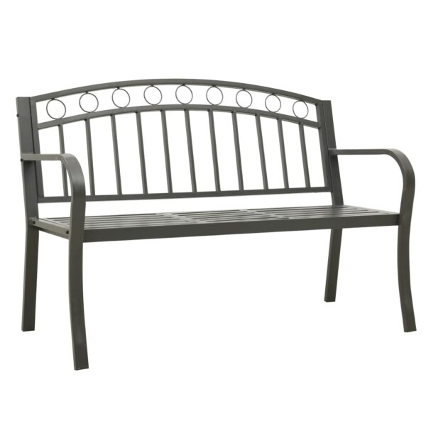 vidaXL Patio Bench with a Table 49.2" Steel Gray - Image 2