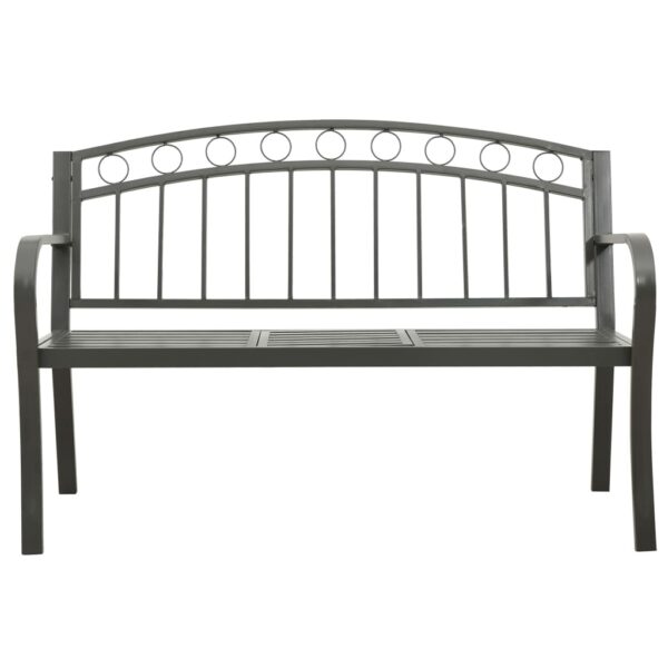 vidaXL Patio Bench with a Table 49.2" Steel Gray - Image 3