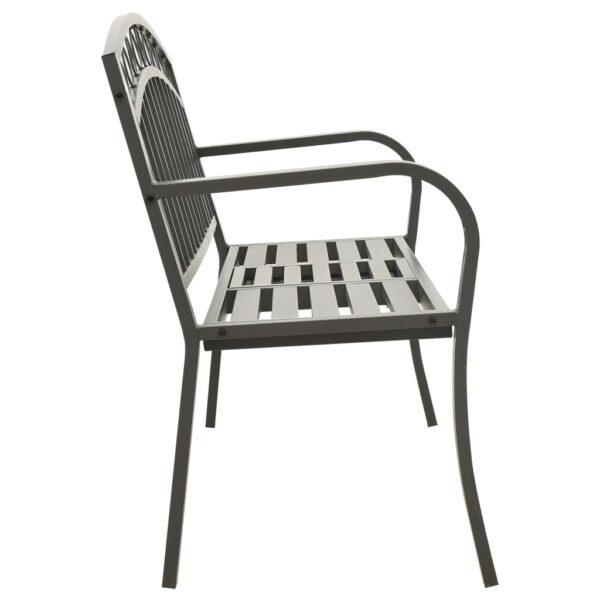 vidaXL Patio Bench with a Table 49.2" Steel Gray - Image 4